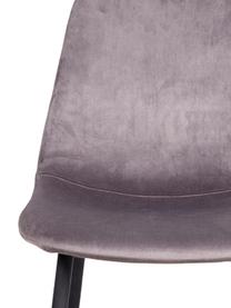 Sedia imbottita in velluto Stockholm, Rivestimento: velluto 25.000 cicli di s, Piedini: metallo verniciato, Velluto grigio, nero, Larg. 50 x Alt. 47 cm