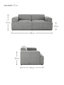 Cord-Sofa Melva (2-Sitzer), Bezug: Cord (92% Polyester, 8% P, Gestell: Massives Kiefernholz, FSC, Füße: Kunststoff, Cord Grau, B 198 x T 101 cm