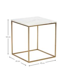 Table d'appoint marbre Alys, Blanc, marbré, couleur dorée, larg. 45 x haut. 50 cm