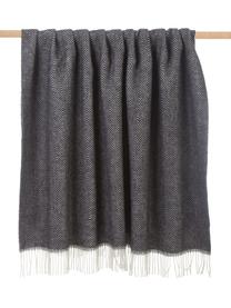 Manta de lana con flecos Tirol-Mona, Negro, An 140 x L 200 cm