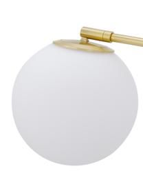 Stehlampe Moon aus Opalglas, Lampenschirm: Glas, Lampenfuß: Metall, vermessingt, Messingfarben, Weiß, B 70 x H 162 cm