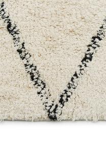 Tapis d'entrée coton beige à motif, tufté main Asisa, 100 % coton, Beige, noir, larg. 80 x long. 250 cm
