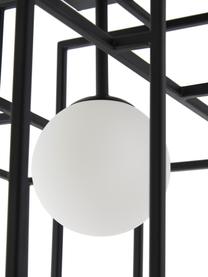 Design plafondlamp Rubic met glazen lampenkap, Lampenkap: opaalglas, Baldakijn: gepoedercoat metaal, Zwart, B 40 cm x H 43 cm