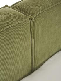 Gestoffeerd bed Lennon in groen van corduroy, Bekleding: corduroy (98% polyester, , Frame: massief grenenhout, multi, Corduroy groen, 140 x 200 cm