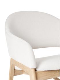 Gestoffeerde schommelstoel Isa in crèmewit, Bekleding: 100 % polyester, Frame: massief eikenhout, geolie, Geweven stof crèmewit, B 68 x D 88 cm