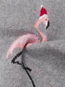 Strick-Kissenhülle Flamingo, Baumwolle, Grau, B 40 x L 40 cm