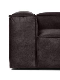 Canapé d'angle XL modulable en cuir recyclé Lennon, Cuir brun-gris, larg. 329 x haut. 68 cm, méridienne à droite