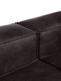 Canapé d'angle XL modulable en cuir recyclé Lennon, Cuir brun-gris, larg. 329 x haut. 68 cm, méridienne à droite