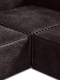 Canapé d'angle XL modulable en cuir recyclé Lennon, Cuir brun-gris, larg. 329 x haut. 68 cm, méridienne à droite