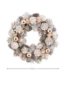 Weihnachtskranz Terry Ø 34 cm, Kiefernzapfen, Goldfarben, Weiß, Ø 34 x H 9 cm