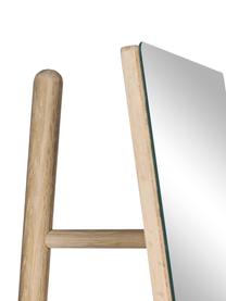 Rahmenloser Standspiegel Keisy mit hellem Holzgestell, Gestell: Mitteldichte Holzfaserpla, Spiegelfläche: Spiegelglas, Hellbraun, B 45 x H 160 cm