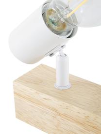 Verstelbare wandlamp Townshend van hout, Fitting: gecoat metaal, Wit, helder hout, D 12 x H 17 cm