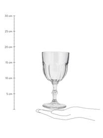Weingläser Lousanne mit Relief im Landhausstil, 6 Stück, Glas, Transparent, Ø 9 x H 17 cm, 310 ml
