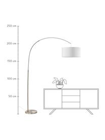 Lámpara arco grande Niels, Pantalla: tela, Cable: plático, Blanco, cromo, transparente, Ø 50 x Al 218 cm