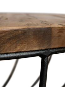 Mesa de centro redonda de teca Sixtine, Tablero: madera de teca reciclada, Estructura: metal pintado, Teca, negro, Ø 60 x Al 35 cm