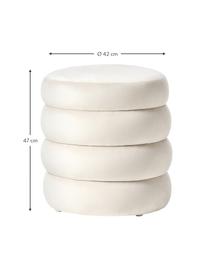 Tabouret en velours Alto, Velours blanc crème, Ø 42 x haut. 47 cm