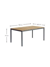 Tavolo da giardino con piano in legno di teak in varie misure Mood, Struttura: alluminio verniciato a po, Legno di teak, antracite, Larg. 208 x Prof. 100 cm