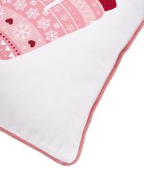 Funda de cojín doble cara invernal Sweater, Funda: 100% algodón, Blanco, rojo, rosa, An 45 x L 45 cm