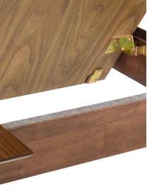 Mesa de comedor extensible en nogal Montreux, Tablero: fibras de densidad media , Patas: madera de caucho, teñidas, Nogal, An 180-220 x F 90 cm