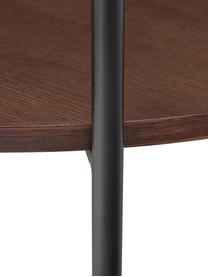 Table basse en verre Valentina, Plateau : verre, noir teinté Tablette : placage en frêne, brun, Ø 84 cm