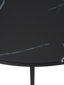 Tavolino rotondo XL da salotto con piano in vetro effetto marmo Antigua, Struttura: acciaio verniciato a polv, Nero marmorizzato, Ø 100 x Alt. 35 cm