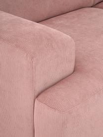 Ribfluwelen hoekbank Melva (4-zits) in roze, Bekleding: corduroy (92% polyester, , Frame: massief grenenhout, FSC-g, Poten: kunststof, Corduroy roze, B 319 x D 196 cm, hoekdeel links