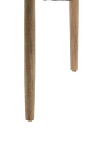 Armstoel Nina van massief hout, Frame: massief eucalyptushout, F, Zitvlak: polyester, uv-bestendig, Bruin, donkergrijs, B 56 x D 53 cm