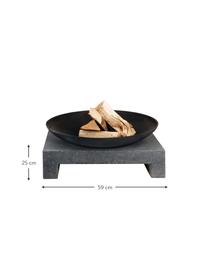 Feuerschale Granito mit Sockel, Schale: Metall, beschichtet, Sockel: Terrazzo, Schwarz, 59 x 25 cm
