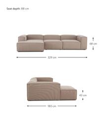 Canapé d'angle modulable tissu brun Lennon, Tissu brun, larg. 327 x prof. 180 cm, méridienne à gauche