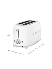 Langschlitztoaster 50's Style, Edelstahl, lackiert, Weiß, glänzend, B 41 x H 22 cm
