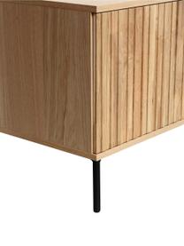 Mueble TV de madera de roble Avourio, 3 puertas, Estructura: madera de roble con certi, Patas: metal recubierto, Beige, An 150 x Al 56 cm