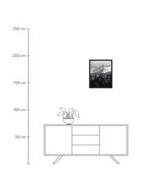 Oprawiony druk cyfrowy Snow Mountain, Czarny, biały, S 43 x W 53 cm
