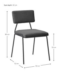 Corduroy gestoffeerde stoelen Mats, 2 stuks, Poten: gepoedercoat metaal, Corduroy grijs, B 50 x H 80 cm