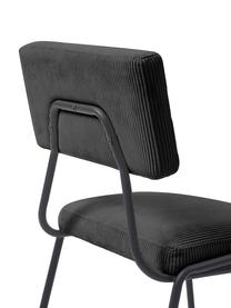 Corduroy gestoffeerde stoelen Mats, 2 stuks, Poten: gepoedercoat metaal, Corduroy grijs, B 50 x H 80 cm