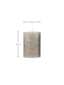 Handgefertigte Stumpenkerze Rustic, Paraffin, Greige, Ø 7 x H 15 cm