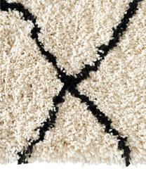 Alfombra artesanal de pelo largo Naima, Parte superior: 100% poliéster, Reverso: 100% algodón El material , Beige, negro, An 400 x L 500 cm