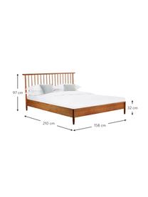 Holzbett Windsor mit Kopfteil aus massivem Kiefernholz, Massives Kiefernholz, FSC-zertifiziert, Kiefernholz, dunkel, B 140 x L 200 cm