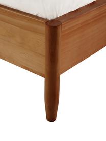 Łóżko z litego drewna sosnowego z zagłówkiem Windsor, Lite drewno sosnowe z certyfikatem FSC, Orzechowy, 140 x 200 cm