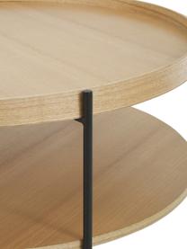 Tavolino rotondo da salotto in legno Renee, Ripiani: pannello di fibra a media, Struttura: metallo verniciato a polv, Legno di frassino, Ø 90 cm