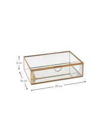Aufbewahrungsbox Lirio aus Glas, Rahmen: Metall, beschichtet, Transparent, Messingfarben, B 20 x T 14 cm