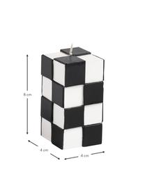 Kerze Tile mit Fliesenoptik, Wachs, Schwarz, Weiß, B 4 x H 8 cm
