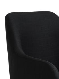 Krzesło z podłokietnikami Isla, Tapicerka: poliester Dzięki tkaninie, Nogi: metal malowany proszkowo, Czarna tkanina, czarny, S 58 x G 62 cm
