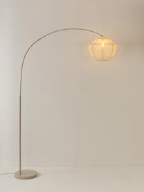 Lámpara arco de tejido malla Beau, Pantalla: tela, Estructura: metal con pintura en polv, Cable: cubierto en tela, Beige, An 154 x Al 219 cm