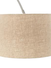 Große Bogenlampe Laurence, Lampenschirm: Baumwollgemisch, Lampenfuß: Metall, gebürstet, Beige, Silberfarben, Ø 40 x H 188 cm