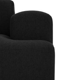 Sofá rinconera Melva (3 plazas), Tapizado: 100% poliéster Alta resis, Estructura: madera de pino maciza, ce, Patas: plástico, Tejido negro, An 239 x F 143 cm, chaise longue izquierda