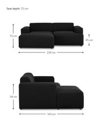 Sofá rinconera Melva (3 plazas), Tapizado: 100% poliéster Alta resis, Estructura: madera de pino maciza, ce, Patas: plástico, Tejido negro, An 239 x F 143 cm, chaise longue izquierda