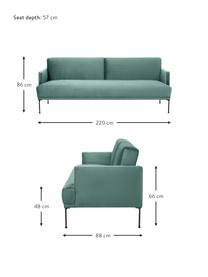 Fluwelen slaapbank Fluente (3-zits), Bekleding: fluweel (hoogwaardig poly, Frame: massief grenenhout, FSC-g, Poten: gelakt metaal, Fluweel lichtgroen, B 220 cm x H 86 cm