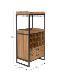 Licorera Edgar, estilo industrial, para 15 botellas, Estructura: metal con pintura en polv, Marrón, An 56 x Al 113 cm