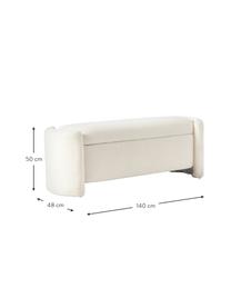 Teddy-Sitzbank Benji mit Stauraumfunktion, Bezug: Teddy (100 % Polyester) D, Gestell: Massives Kiefernholz, FSC, Teddy Cremeweiss, B 140 x H 50 cm