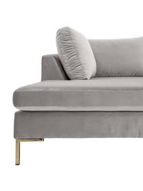 Sofa narożna z aksamitu z metalowymi nogami Luna, Tapicerka: aksamit (poliester) Dzięk, Nogi: metal galwanizowany, Jasnoszary aksamit, S 280 x G 184 cm, lewostronna